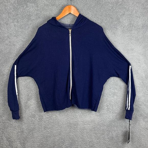 Revolve Michael Lauren Sullivan Hoodie Blue White Sleeve Stripes Size M NWT - Picture 4 of 10